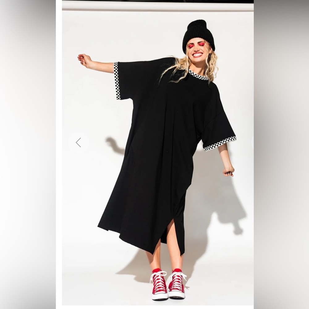 NWT Dressed in Lala NAT Frankie dress checkerboard XS